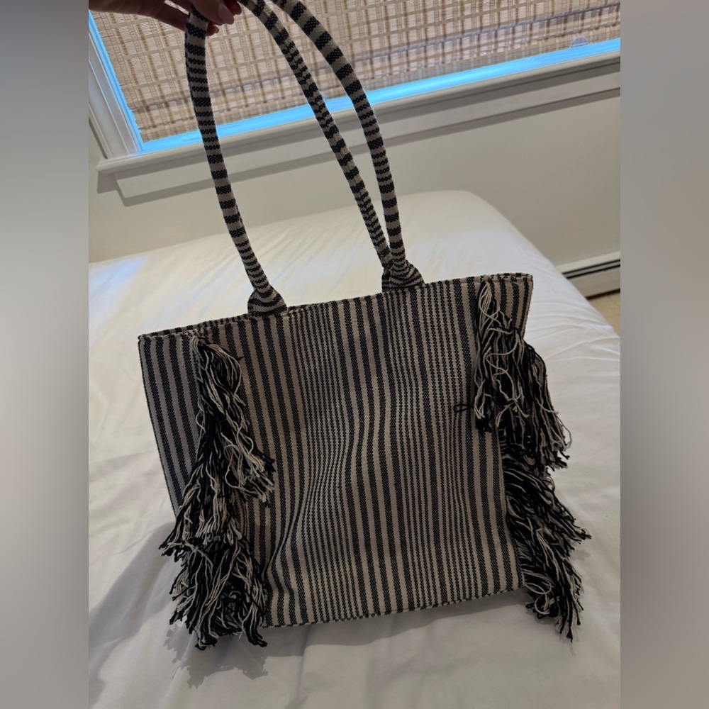 Universal Thread fringe Striped Black and White Tote Bag